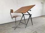 Vintage design Friso Kramer tekentafel + stoel, Maison & Meubles, Enlèvement, Utilisé, Bureau, Réglable en hauteur