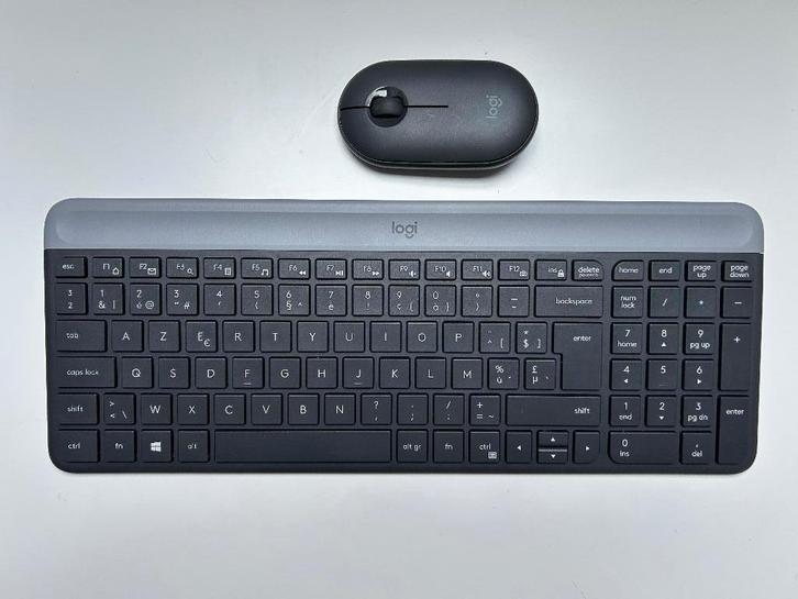 Logitech K470 toetsenbord + Logitech M340-muis, Computers en Software, Toetsenborden, Zo goed als nieuw, Azerty, Draadloos, Toetsenbord en muis-set