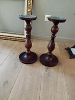 2 kandelaars mahonie, Huis en Inrichting, Ophalen