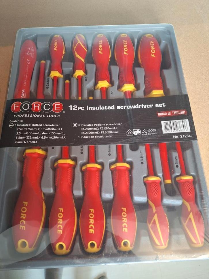 Force geïsoleerde schroevendraaierset 12-delig, Doe-het-zelf en Bouw, Gereedschap | Handgereedschap, Ophalen of Verzenden