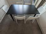 Zwarte keukentafel met 6 witte stoelen, Huis en Inrichting, Zo goed als nieuw, Ophalen