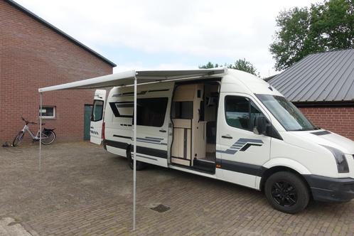 VW Crafter 35 L4H3 met Hobby De Luxe caravan inbouw, Caravanes & Camping, Camping-cars, Particulier, Modèle Bus, jusqu'à 2, Volkswagen