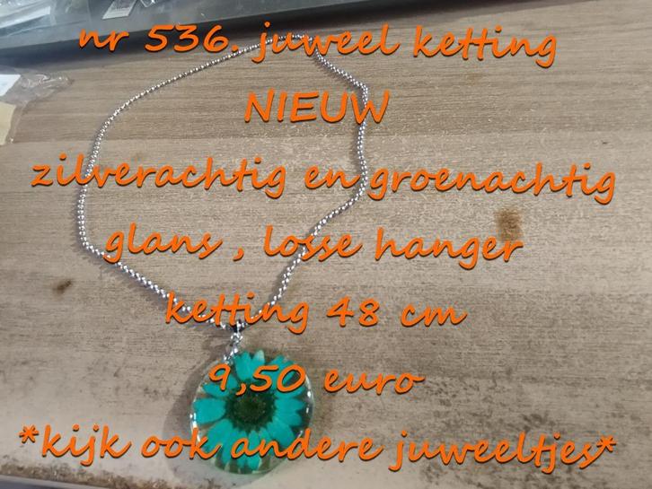 536. juweel ketting , NIEUW , verzending inbegrepen, Handtassen en Accessoires, Kettingen, Nieuw, Overige materialen, Groen, Met hanger