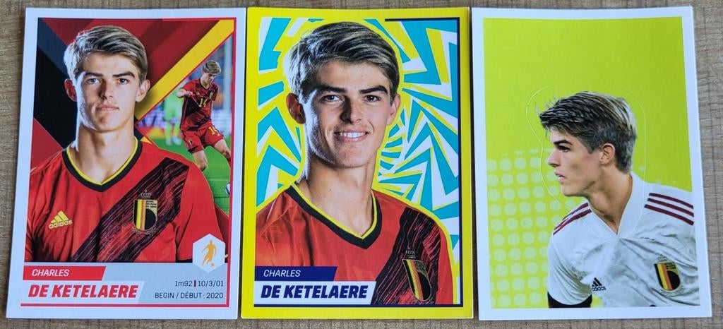 3 Panini stickers: Charles De Ketelaere, Ophalen of Verzenden, Zo goed als nieuw, Poster, Plaatje of Sticker