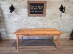 Antieke boerentafel - 202 x 91,5 cm + 79 cm hoog / 2 lades, Huis en Inrichting, Tafels | Eettafels, Eikenhout, 200 cm of meer
