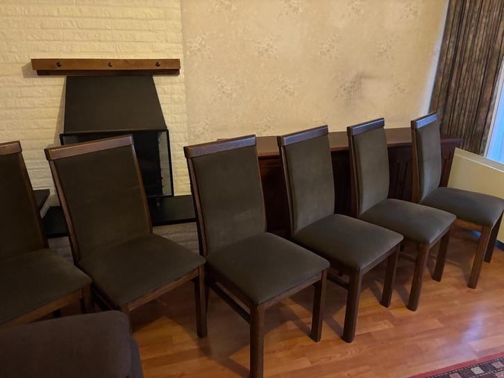 als nieuw ! 6 stoelen - eetkamer, Maison & Meubles, Chaises, Comme neuf, Cinq, Six Chaises ou plus, Bois, Tissus, Autres couleurs