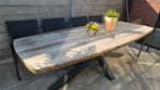 Tafel teak met alu spinpoot 2,6x1 mt., Tuin en Terras, Tuinsets en Loungesets, Ophalen, Zo goed als nieuw
