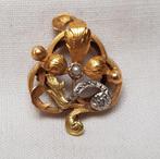 Juweel Art Nouveau knoopsgatbroche, Handtassen en Accessoires, Ophalen of Verzenden, Goud, Broche