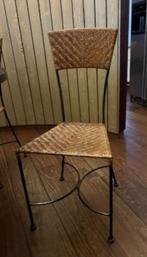 6 stalen / rieten stoelen, Huis en Inrichting, Stoelen, Ophalen, Gebruikt, Bruin, Riet of Rotan
