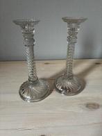 2 glazen kandelaars met kaarsen, Enlèvement ou Envoi