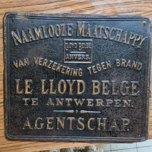 Antiek Verzekeringsbord – Le Lloyd Belge Antwerpen, Antiek en Kunst, Antiek | Wandborden en Tegels, Ophalen
