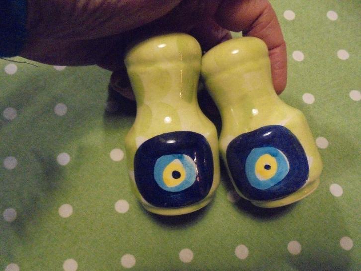 Keramiek vintage zout-en peper set jaren 70, Verzamelen, Overige Verzamelen, Gebruikt, Ophalen of Verzenden