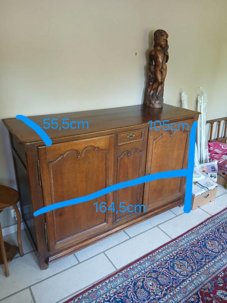 Buffet bas en chêne massif, style régional français, Maison & Meubles, Armoires | Buffets, Comme neuf, 100 à 150 cm, 150 à 200 cm