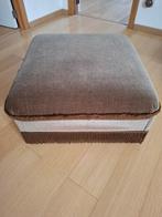 Vintage poef in bruin mohair (op wieltjes), Huis en Inrichting, Ophalen, Gebruikt, Stof, 50 tot 75 cm
