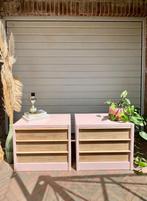 Set Vintage roze nachtkastjes met hout, landelijke stijl, Minder dan 45 cm, Zo goed als nieuw, Minder dan 55 cm, Hout