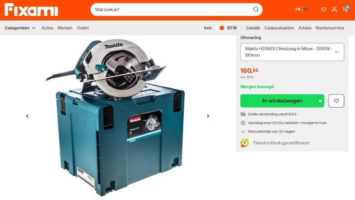 Cirkelzaak Makita, Doe-het-zelf en Bouw, Gereedschap | Zaagmachines, Gebruikt, Cirkelzaag, 1200 watt of meer, Ophalen of Verzenden