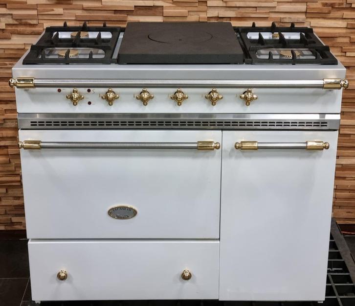 🔥Luxe Fornuis Lacanche 100 cm wit + messing Coupe de Fue, Elektronische apparatuur, Fornuizen, Zo goed als nieuw, Vrijstaand