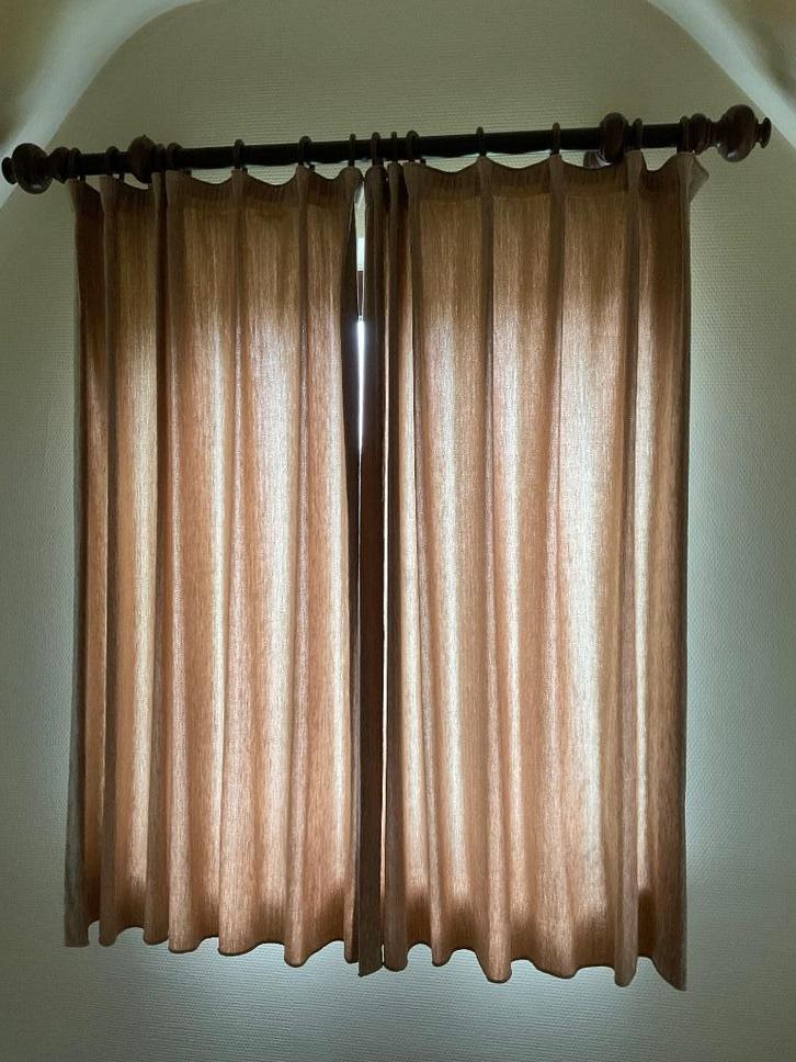 Gordijnen, Huis en Inrichting, Stoffering | Gordijnen en Lamellen, Zo goed als nieuw, 100 tot 150 cm, 100 tot 150 cm, Bruin, Ophalen