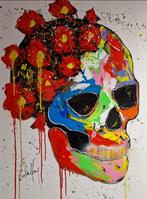 Schilderij Henry Escobar - Floraison XL Skull, Antiek en Kunst, Kunst | Schilderijen | Modern, Ophalen of Verzenden