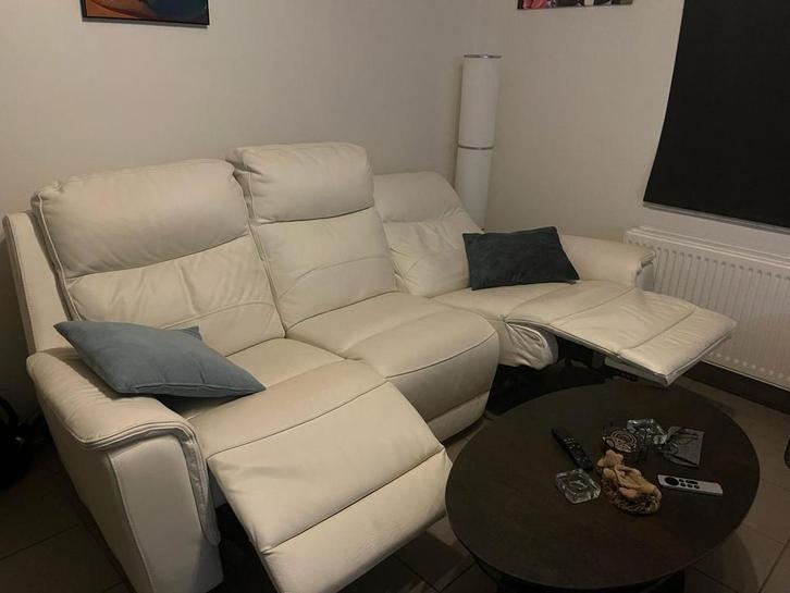 Zetel, 3 zit wit, Huis en Inrichting, Zetels | Zetels, Leer, Ophalen