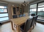 Eetkamer met tafel, 7 stoelen en vitrinekast, Huis en Inrichting, Complete eetkamers, Ophalen, Zo goed als nieuw, Franse eik, 6 tot 8 stoelen