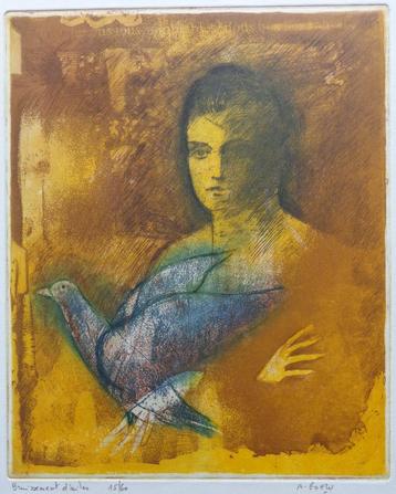 ANDRE GOEZU / BRUISSEMENT D'AILES / KLEURETS / 29x22cm / SIG beschikbaar voor biedingen