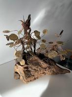 Sculptuur boom - bloemen op rots in messing, Antiek en Kunst, Ophalen