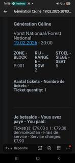 2 tickets Generation Celine a vendre! Forest National 19/02, Tickets & Billets, Concerts | Pop