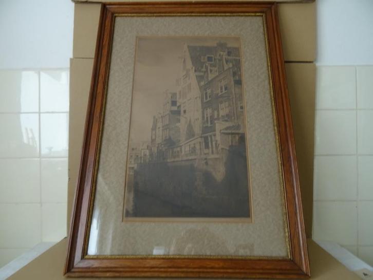 Antieke ets Dirk Harting Grimnessesluis Amsterdam 58x82cm, Antiek en Kunst, Kunst | Etsen en Gravures, Verzenden