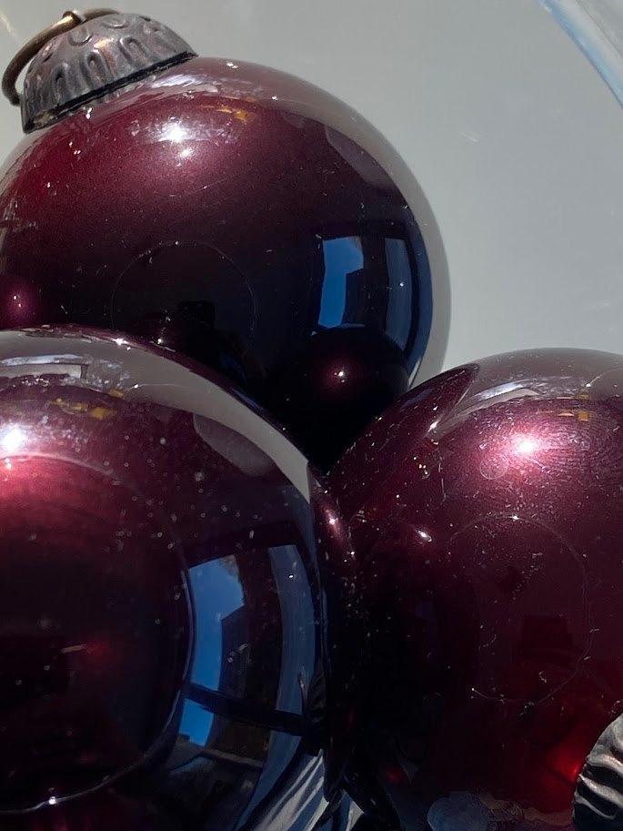 5 Zware 60 jaar oude massieve glazen retro HEKSENKERSTBALLEN, Antiek en Kunst, Antiek | Glaswerk en Kristal, Ophalen