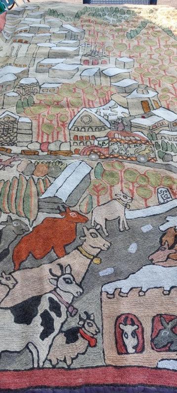 Groot vintage wandtapijt Oosters Afghanistan? gehaakt op doe beschikbaar voor biedingen