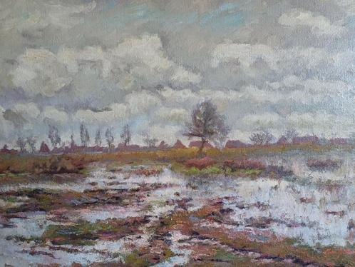 Schilderij 60x40 M. VAN DEN BEMPT "Winterse Heide", Antiek en Kunst, Kunst | Schilderijen | Klassiek, Ophalen of Verzenden