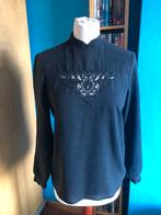 Vintage blouse met kant Made in Sweden, Maat 38/40 (M), Zwart, Ophalen of Verzenden, Mac Scott