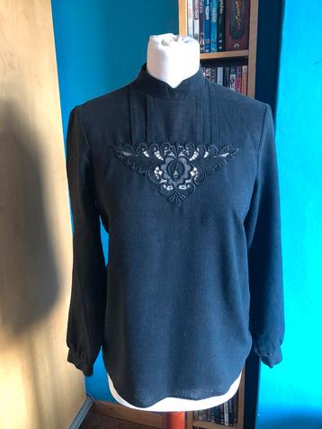 Vintage blouse met kant Made in Sweden, Taille 38/40 (M), Enlèvement ou Envoi, Mac Scott, Porté