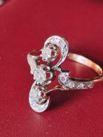 Antieke ring ca 1900 met diamanten 0,66kt, Handtassen en Accessoires, Ringen, Gebruikt, Ophalen of Verzenden, Met edelsteen, Dame