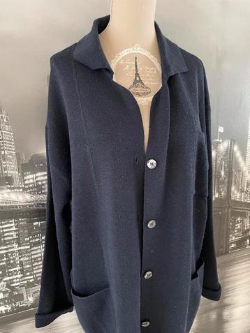 donkerblauwe cardigan met wol - Impressions - L beschikbaar voor biedingen