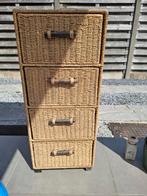 Houten rotan kastje met vier laden, Huis en Inrichting, 3 of 4 laden, Ophalen, Gebruikt