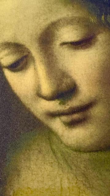 Portrait de "Vierge aux Rochers" sur bois laqué 27x21cm beschikbaar voor biedingen