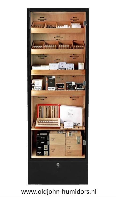 HUMIDOR KABINET ADORINI PORTOFINO ZWART 6000 SIGAREN    h200, Verzenden, Nieuw, Tabaksdoos of Verpakking