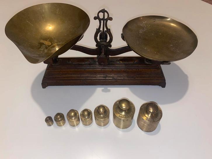 Vintage balance mécanique antique en cuivre, Doe-het-zelf en Bouw, Weegschalen, Zo goed als nieuw, Ophalen of Verzenden