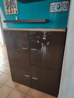 Meuble de rangement moderne – laqué brun & bois clair, Enlèvement ou Envoi, Comme neuf