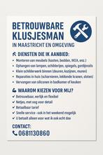 Betrouwbare klusjesman voor  kleine werken snelle service, Diensten en Vakmensen, 24-uursservice