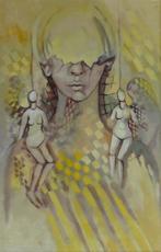 Francine Mulliez, 1944-2004, Dream 2001, Paneel, 88 x 58 cm, Antiek en Kunst, Kunst | Schilderijen | Modern, Ophalen of Verzenden