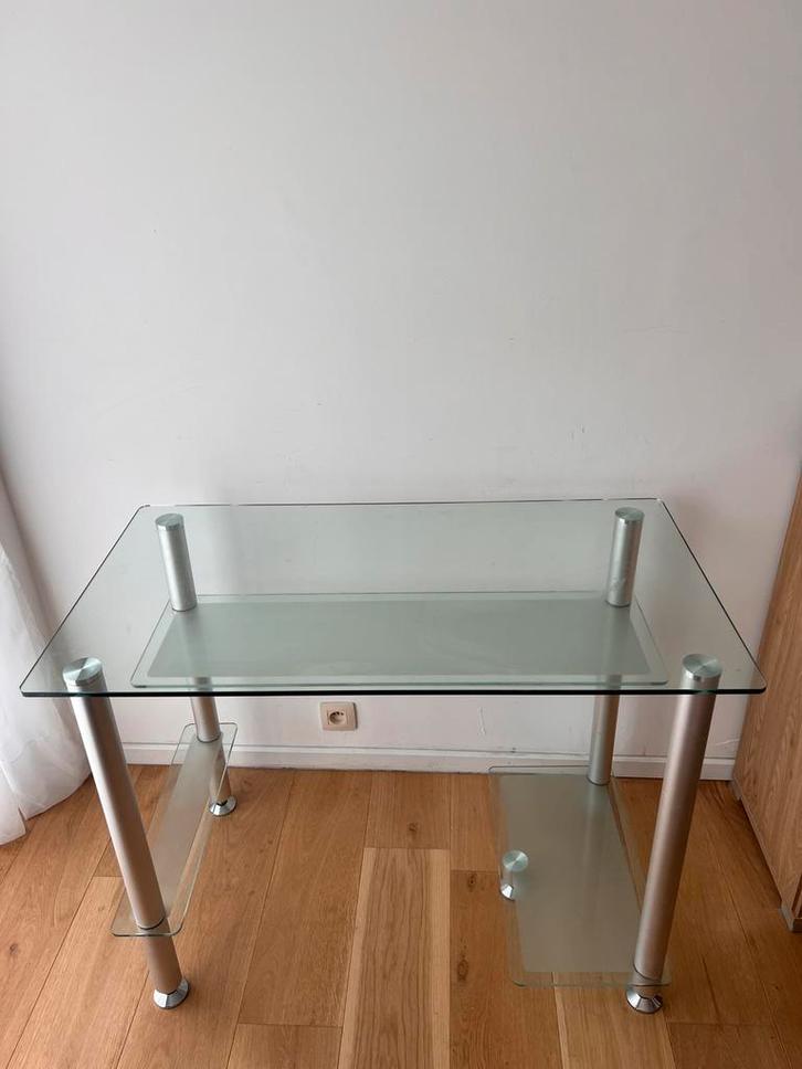 Elegant glazen bureau, Maison & Meubles, Bureaux, Comme neuf, Bureau, Enlèvement
