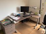 Galant bureau IKEA 1.80m x 1.80m met ladeblok!, Maison & Meubles, Enlèvement, Réglable en hauteur, Utilisé, Bureau