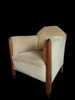 Fantastische vintage Amsterdamse school art deco fauteuil, Huis en Inrichting, Fauteuils, Hout, Gebruikt, Minder dan 75 cm, Ophalen of Verzenden