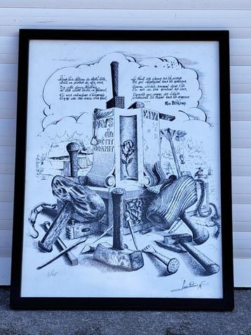 Lithographie pays du petit granit signe beschikbaar voor biedingen