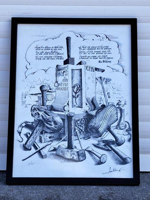 Lithographie pays du petit granit signe, Antiek en Kunst, Kunst | Litho's en Zeefdrukken, Ophalen of Verzenden