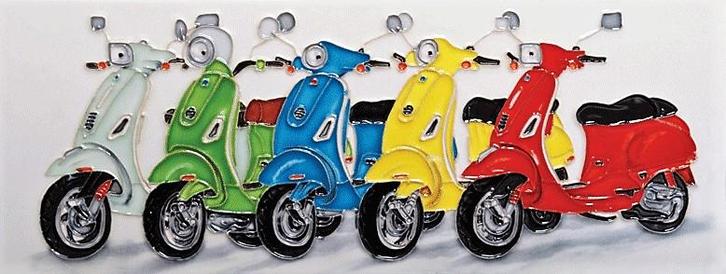 Wandtegels: Scooters - Mini's - Vlinders - Zeilers, Antiquités & Art, Art | Sculptures & Bois