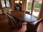 Massieve uittrekbare ovale tafel met 6 stoelen., Ophalen, Zo goed als nieuw